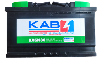 АКУМУЛАТОР KAB AGM 12v 80Ah 800A - Start Stop KAB-AGM-80 автомобилен продукт ShakiAuto