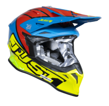 Mотокрос каска Just1 J-39 Thruster Fluo Yellow/Red/Blue 79417 автомобилен продукт ShakiAuto