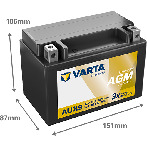 Varta Moto AUX 9 - 12v 9Ah 130A AGM L+ 509106013K262 автомобилен продукт ShakiAuto