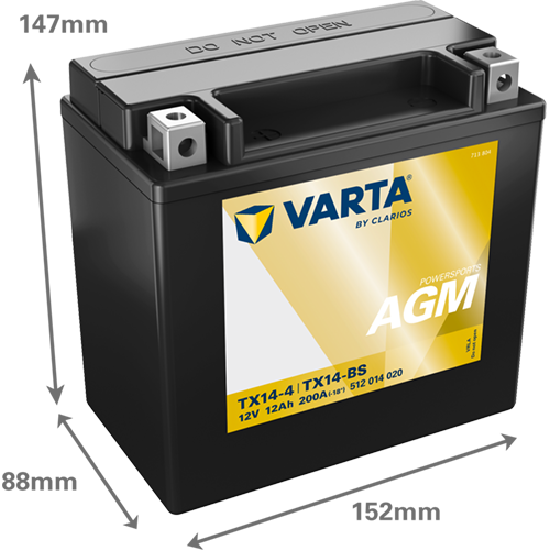 Varta Moto TX14 12v 12Ah 200A AGM 512014020K544 автомобилен продукт ShakiAuto