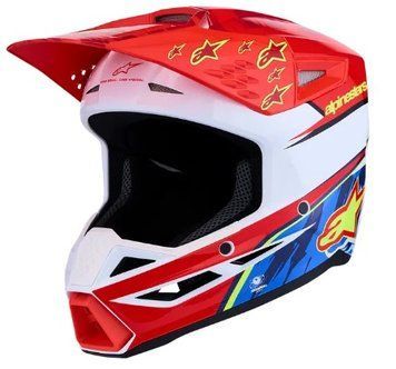 Детска мотокрос каска ALPINESTARS SM3 FALCON RED/WHT/BLU 103109 автомобилен продукт ShakiAuto