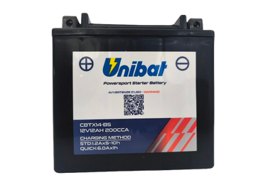 UNIBAT CBTX14-BS -12v 12ah 200A L+ мото акумулатор CBTX14BS автомобилен продукт ShakiAuto