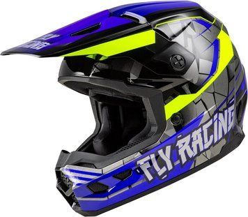 Детска крос каска FLY RACING Kinetic Scorched - Blue/Grey/Hi-Vis 2025 73891 автомобилен продукт ShakiAuto